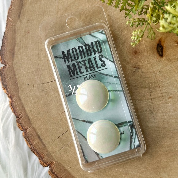 Morbid Metals Glass AB Iridescent Pyrex Saddle Ear Plug 2 Pack 3/4" - Picture 2 of 3